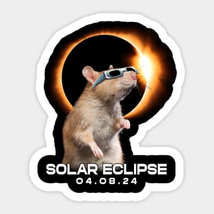 Twilight Rodent: Rat Enjoying the Eclipse Spectacle T-Shirt Design Sticker